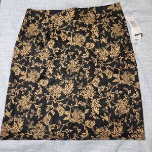 Bice Black & Tan/Brown Floral Skirt - NEW Size 10 - Vintage Skirt